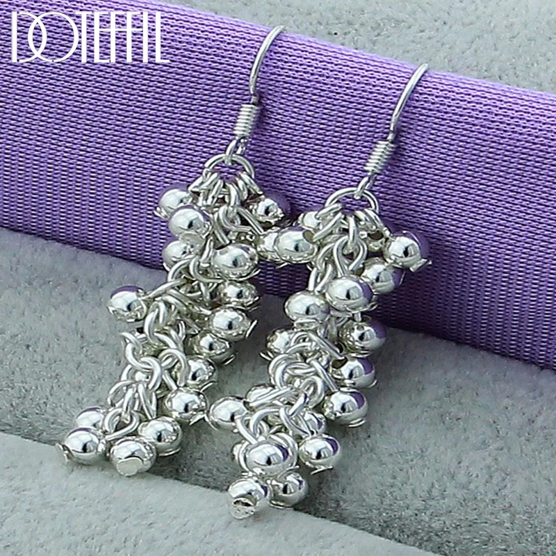 Pendientes DOTEFFIL de Plata de Ley 925 con cuentas de uva lisas, pendientes de moda para mujer, pendientes con dijes, joyería de boda