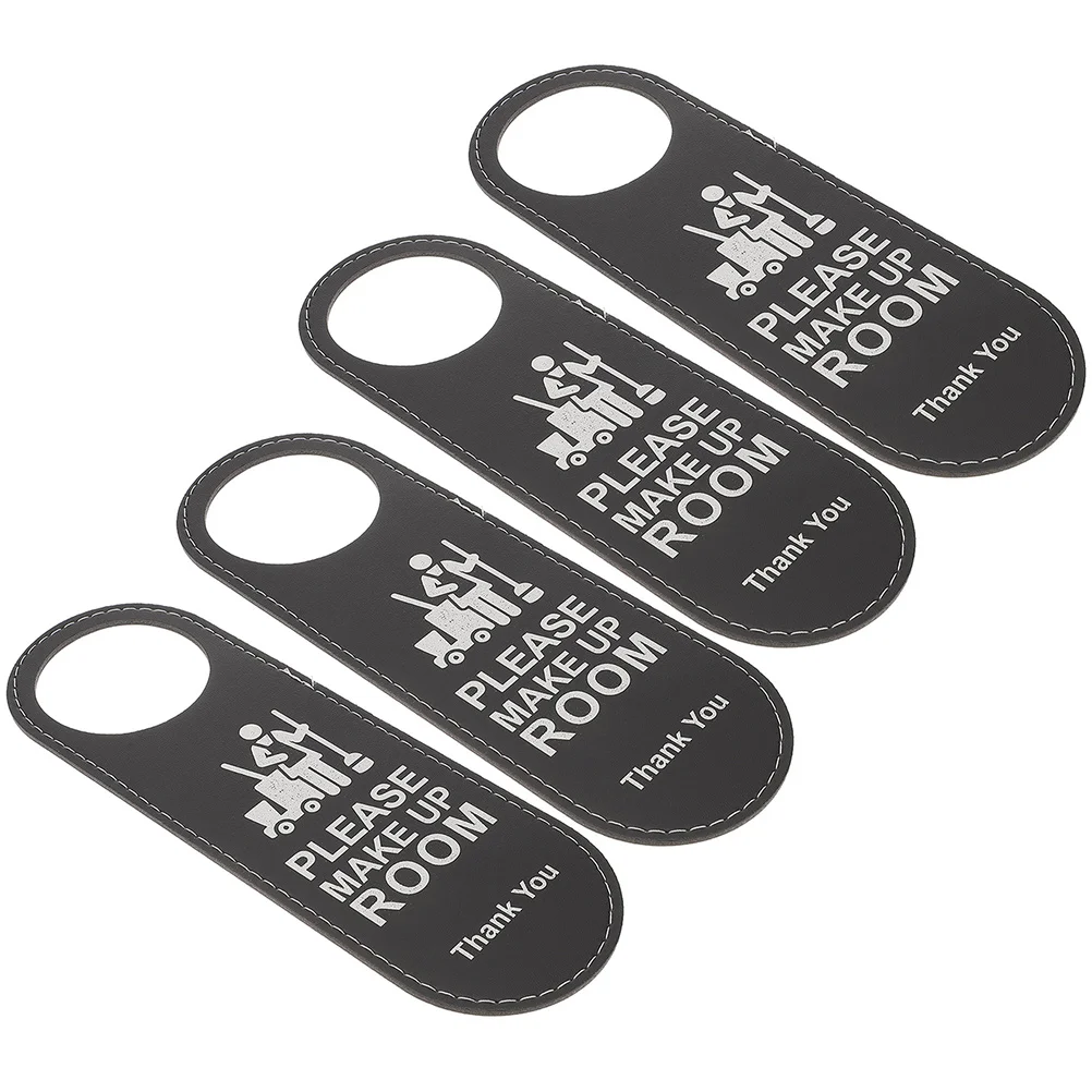 

4Pcs Door Hanger Sign White Hotel Room Signs Double Sided Do Not Disturb Make Up Privacy Easy to Read High Quality