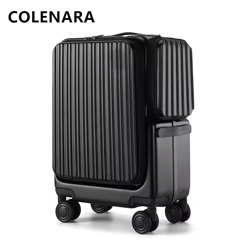 COLENARA Travel Luggage 20 Inches PC Boarding Box Front Opening Laptop Trolley Case Multi-function USB Charging Suitcase