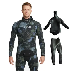 Men 5MM 7MM Wetsuit Open Cell Spearfishing Neoprene Camouflage Diving Suit 2pcs Set for Hunting,Scuba Dive,Blind Seam