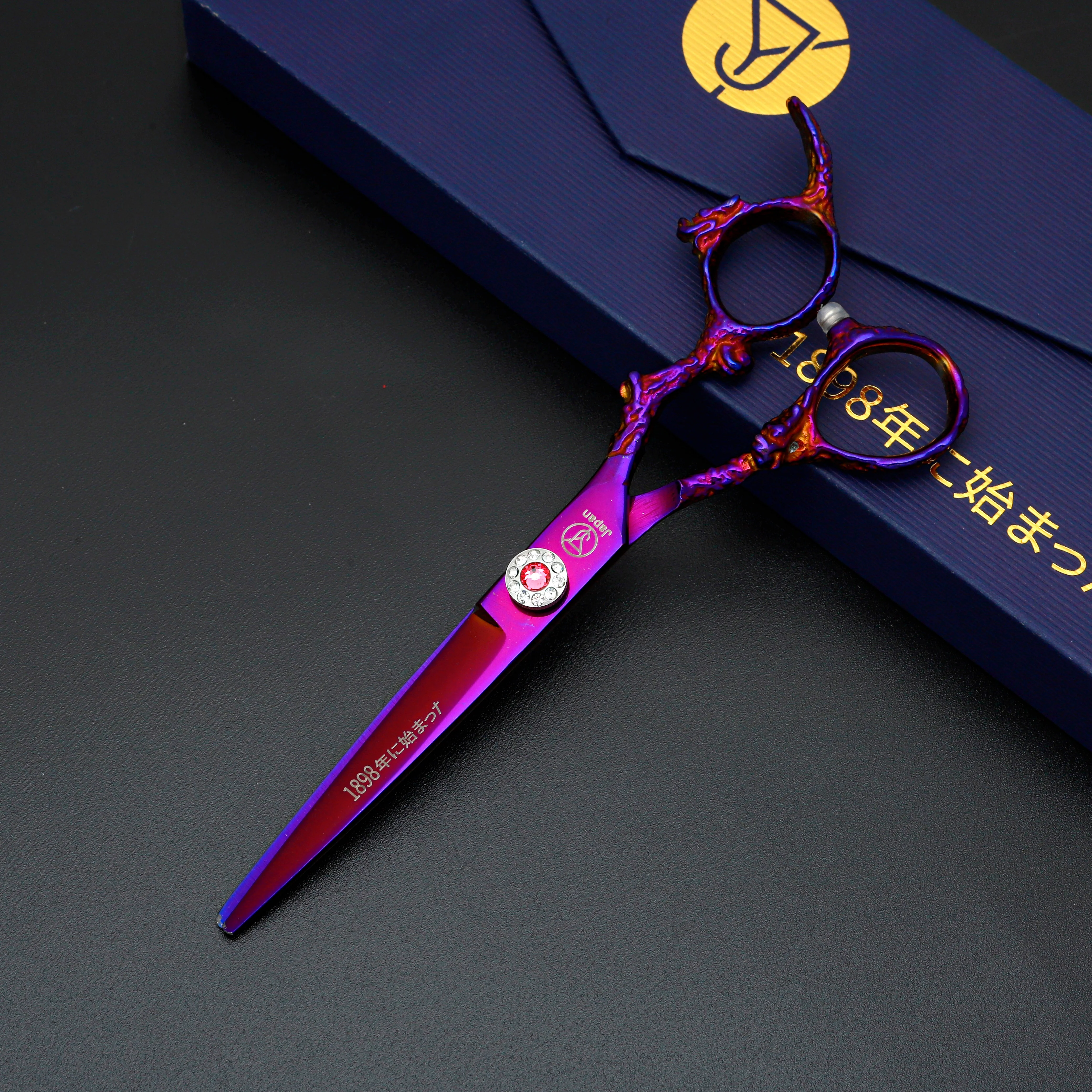 The colorful dragon-patterned hairdressing scissors are durable and sharp, making them an ideal choice for all barbers and styli