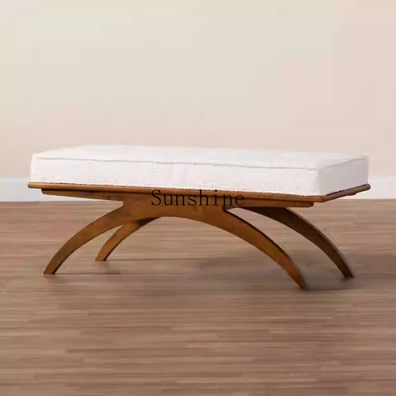 

Chinese retro silent wind solid wood sofa stool home door shoe changing stool