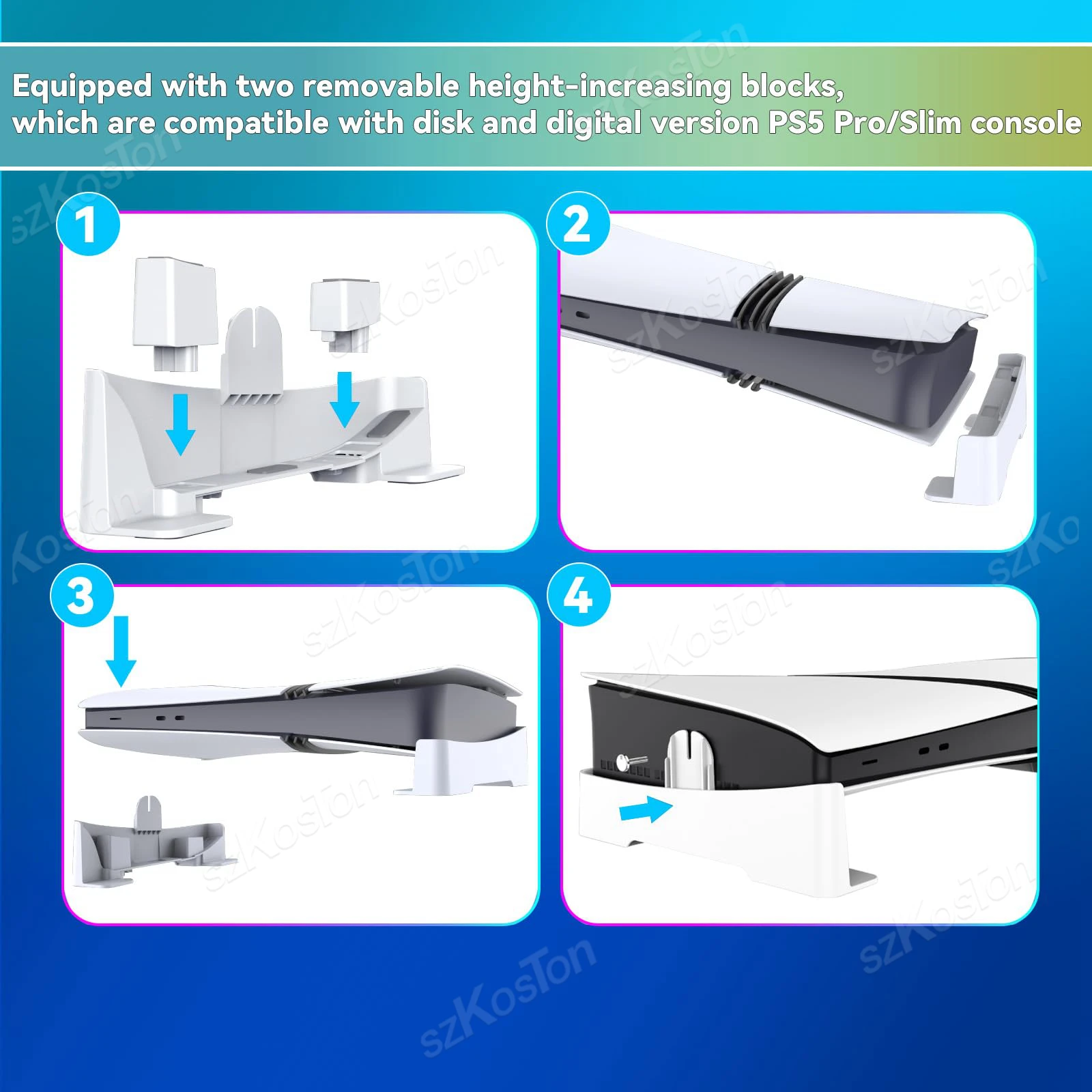 حامل أفقي لوحدة تحكم الألعاب PS5 Pro وPS5 Slim قاعدة ثابتة مضادة للانزلاق متوافقة مع ملحقات PlayStation 5 Pro