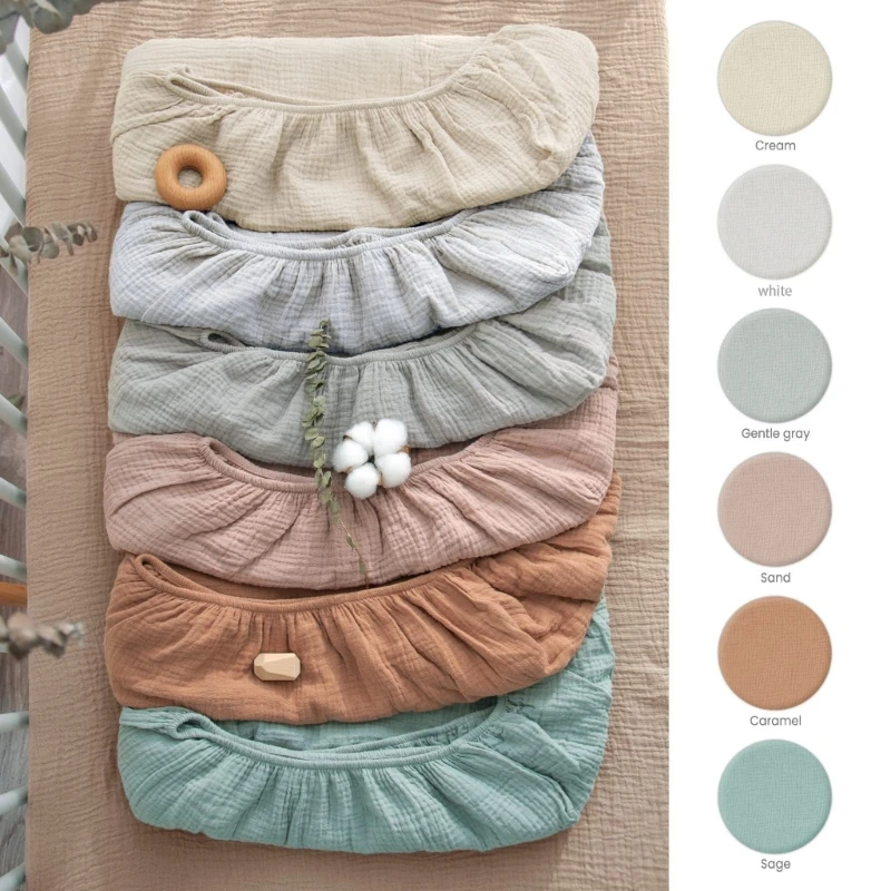 97BE babyhoeslaken ademend en katoenen kinderwagenlakens kleur afneembare hoes voor baby's comfortabele rust