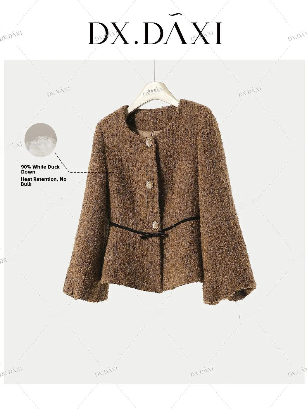 

Ele Quilted Du down Jaet with Fce Commuter Faion Top Ladies Classic Sle ort Outerwear Coat