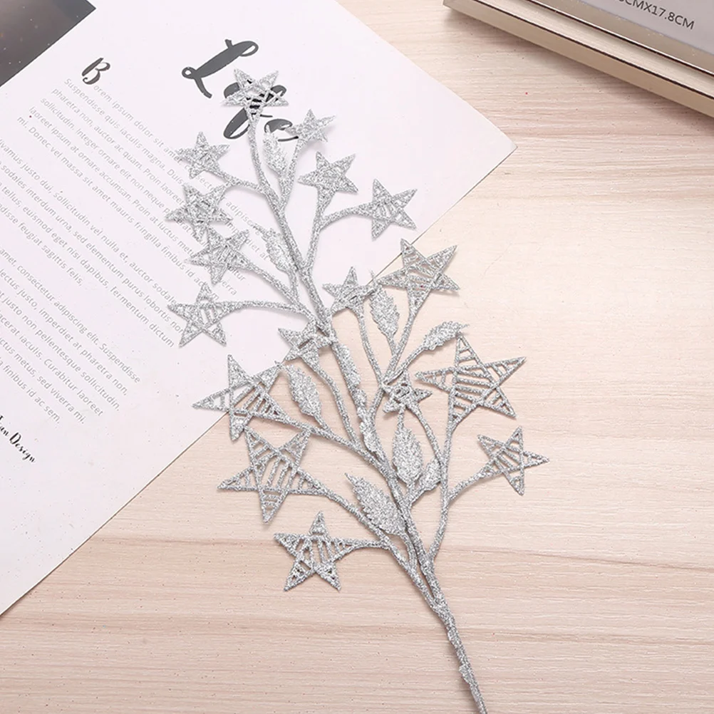 

Five-pointed Star Decoration Pendant Xmas Glitter Leaves Christmas Props Tree Handmade Leaf Hollowed Decors