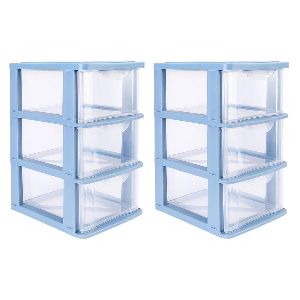 

2pcs Storage Transparent Layers Desk Drawer Organizers Home Office Showing Box Shoe Box
