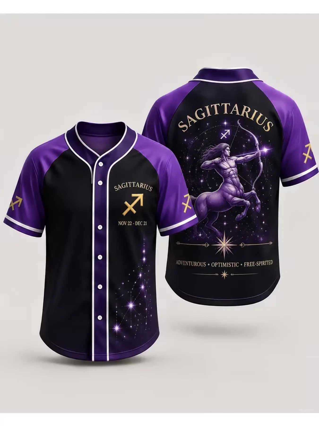 Customization Baseball Jersey Men'S Fashion Casual Trendy Sagittarius Constellation Centaur Archer Graphic Short Sleeve Shirt Me