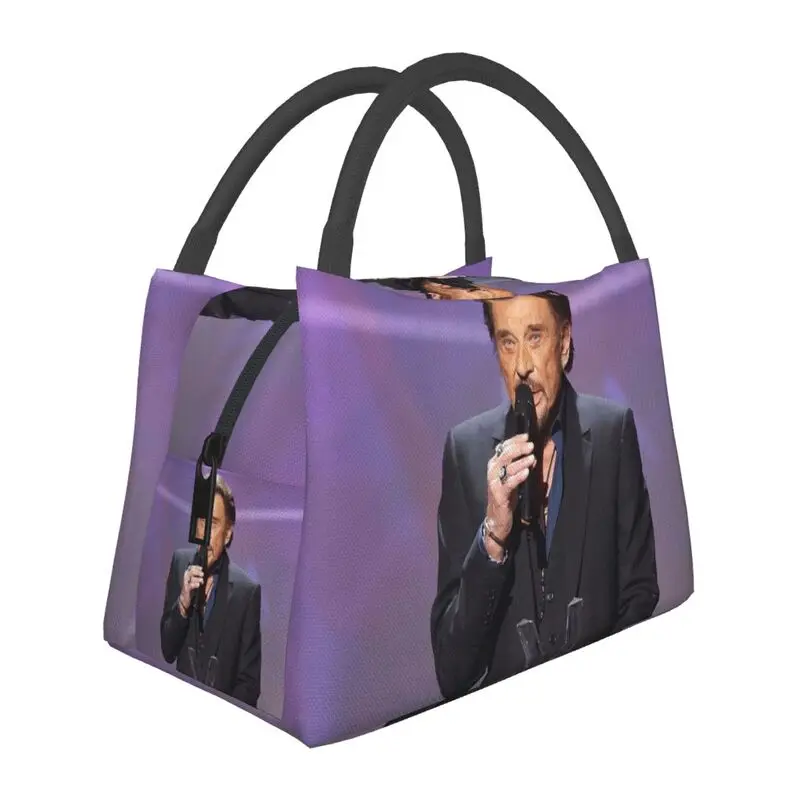 

Johnny Hallyday French Rock Singer Portable Lunch Boxes Women Leakproof Cooler Thermal Food Insulated Lunch Bag Pinic Container