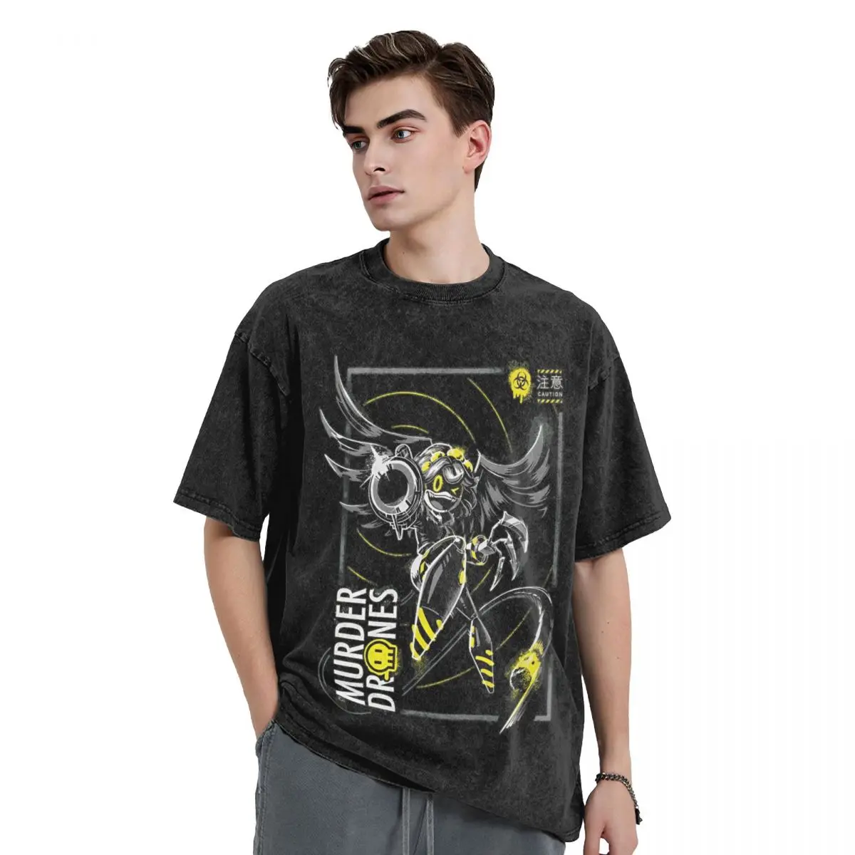 

Уличная стираная футболка Murder Drones Uzi, хлопковые футболки с героями мультфильмов, популярная футболка с аниме для мужчин, пляжные топы Y2K в стиле ретро