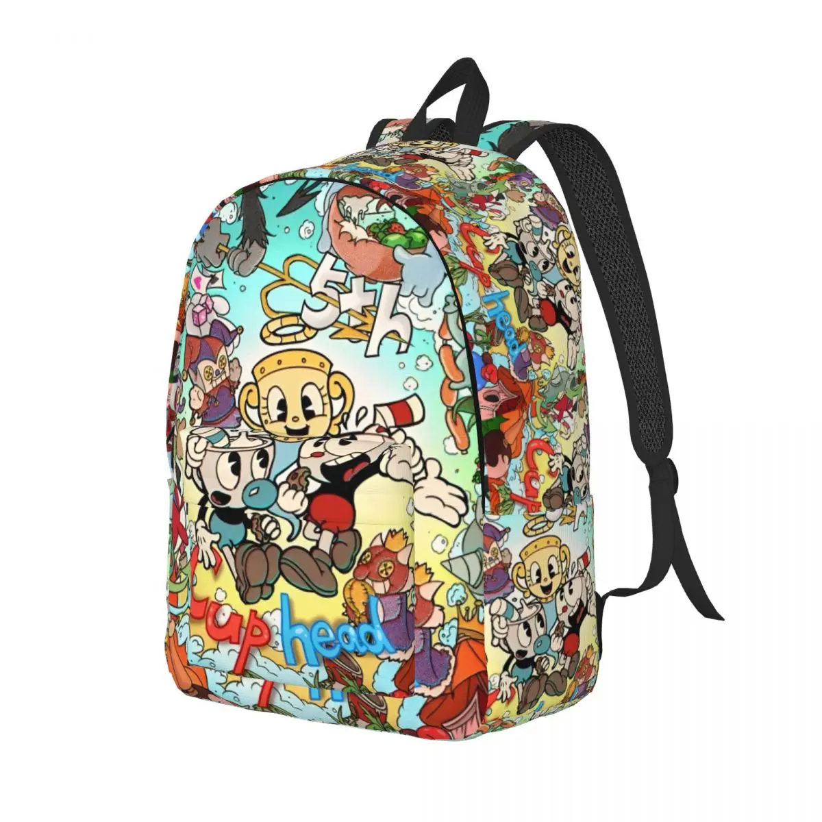 Great Retro Game Cuphead Backpack for Boy Girl Kids Student School Bookbag Canvas Daypack Preschool Primary Bag Travel