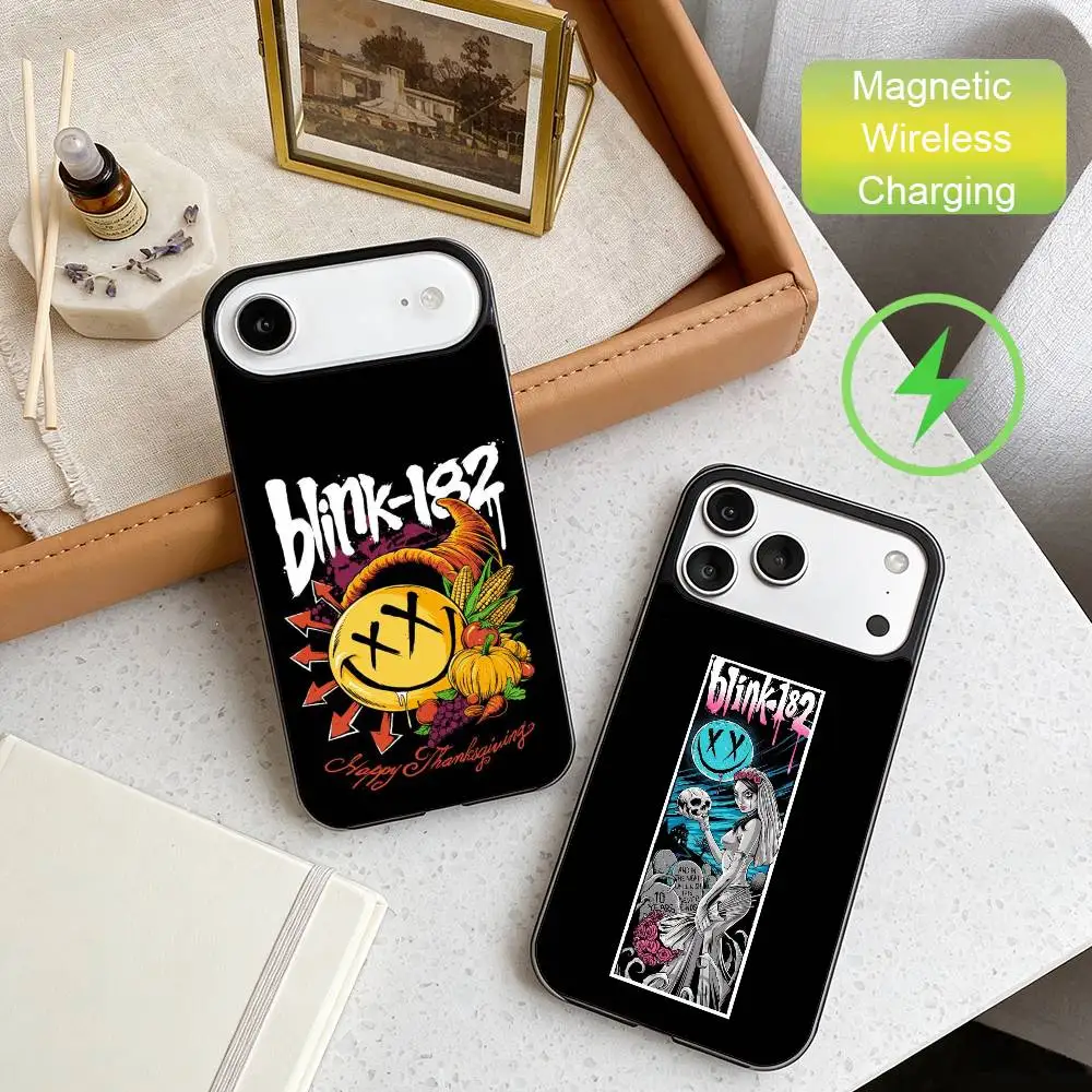 

B-Blink-182 Phone Case For iPhone17,16,15,14,13,12,11 Plus,For Magnetic Wireless Charge Cover