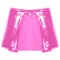 Womens Wet Look Patent Leather Mini Skirt Open Front One Button Bodycon Skirts Gogo Dance Club Costume Rave Party Clubwear