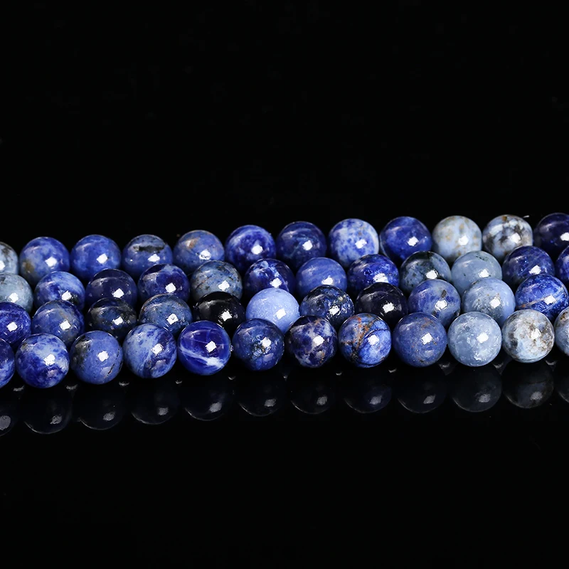 5A Natural Sodalite Blue-vein Stone Beads Round Loose Spacer Beads 4 6 8 10 12 mm For Jewelry Making DIY Bracelets Accessories