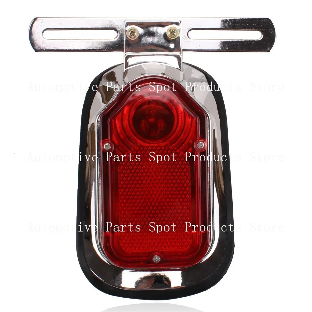 Motorcycle Chrome Red Tombstone Brake Tail Light Signal Fit For Bike Aluminiu