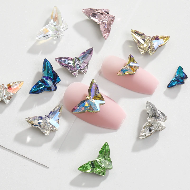 Farfalla Strass Glitter Strass cristalli colla sulle unghie decorazione Brillantina pietre a punta per unghie accessori in vetro