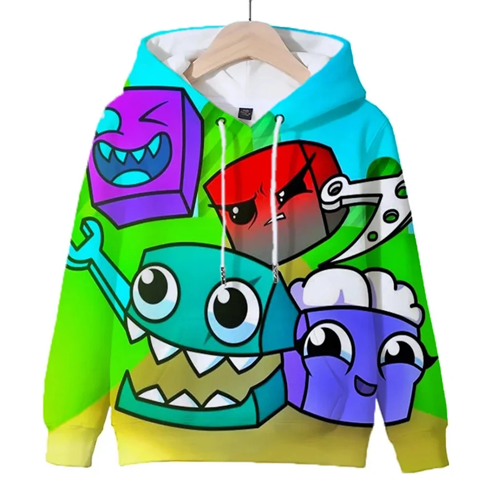 Kids Geometry Dash Hoodies 3d Printed Cartoon Game Girls Boys Hoody Sweatshirts Children Pullovers Coat