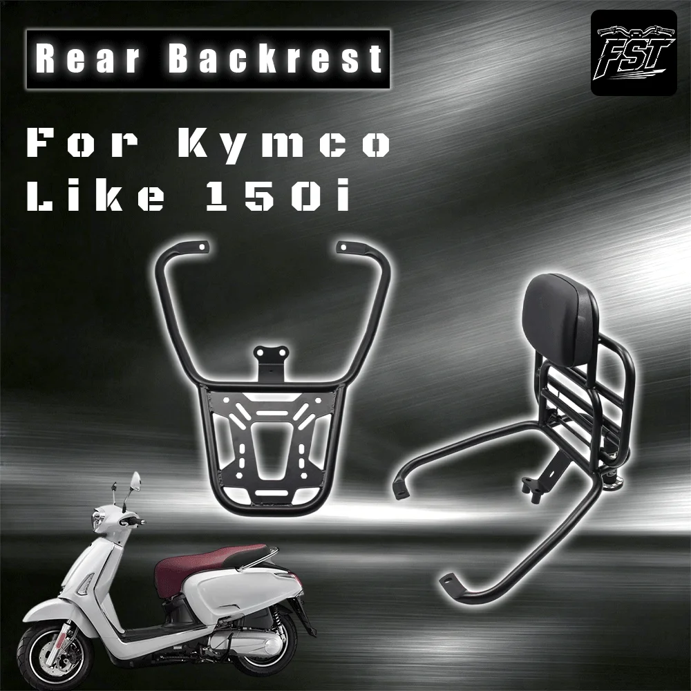 For KYMCO Like 150T Motorcycle Parts & Accessories: Backrest, Rear Cargo Rack, Flat Rack, and Top Box Mount
