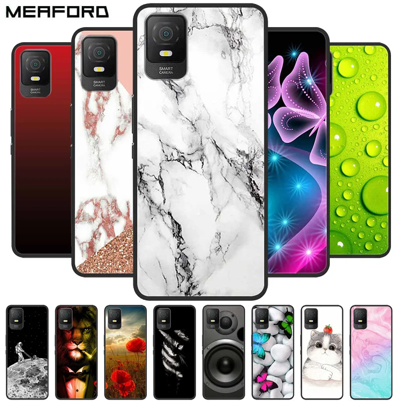 For TCL 403 Case TCL403 Flower Marble Black Bumper Soft TPU Silicone Cover for TCL 403 Phone Cases 6.0