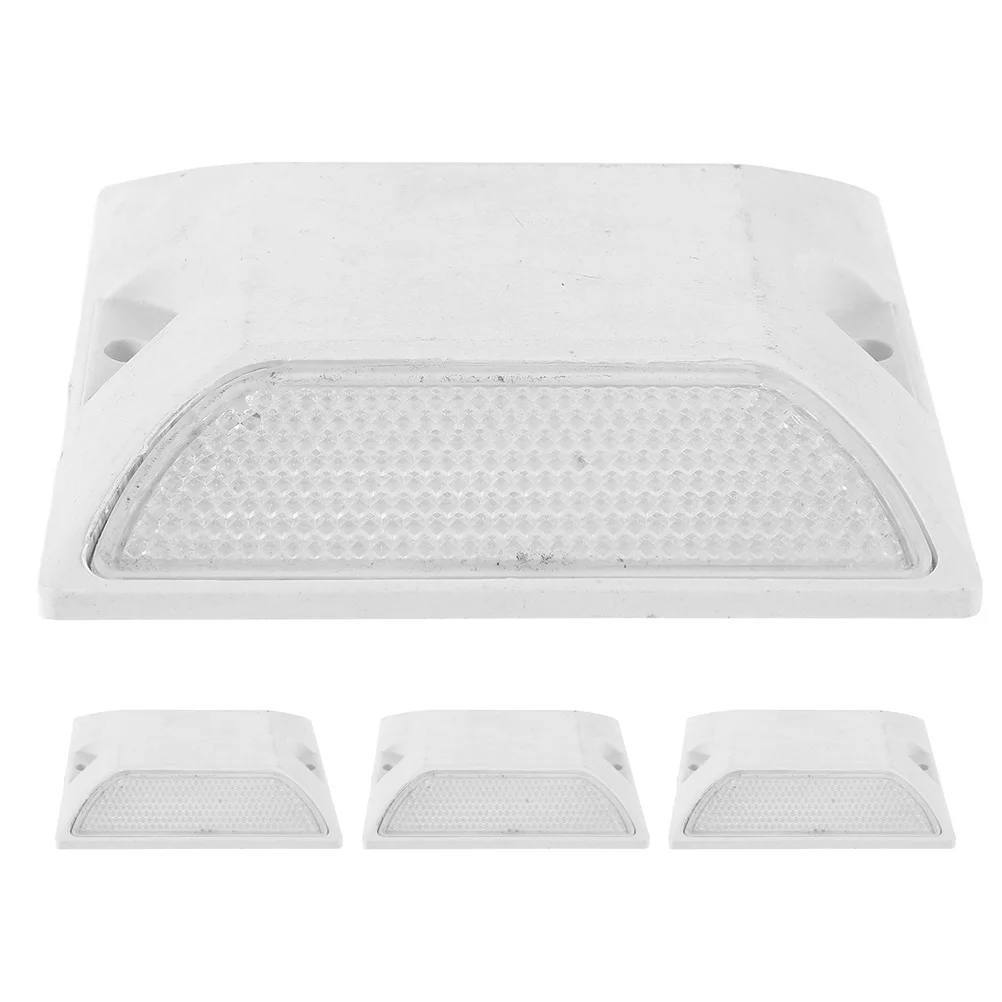 4 قطعة ترصيع الطريق العاكسة علامات درب دائم الأبيض المزدوج الجانب عاكسات للطرق السريعة الرصيف حارة السلامة