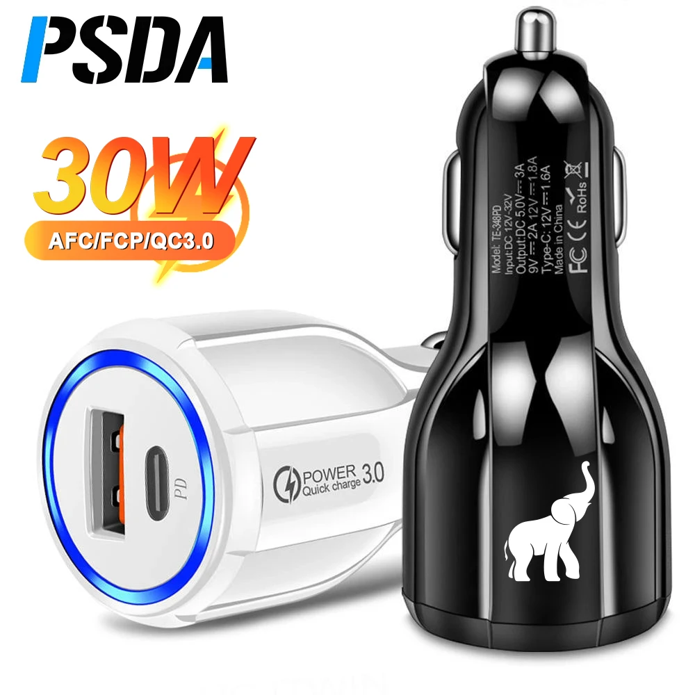 

PSDA PD USB Car Charger Quick Charge QC3.0 Chargeur USB For iPhone 14 13 Pro Xiaomi Samsung Mobile Phone Type C Car Charger