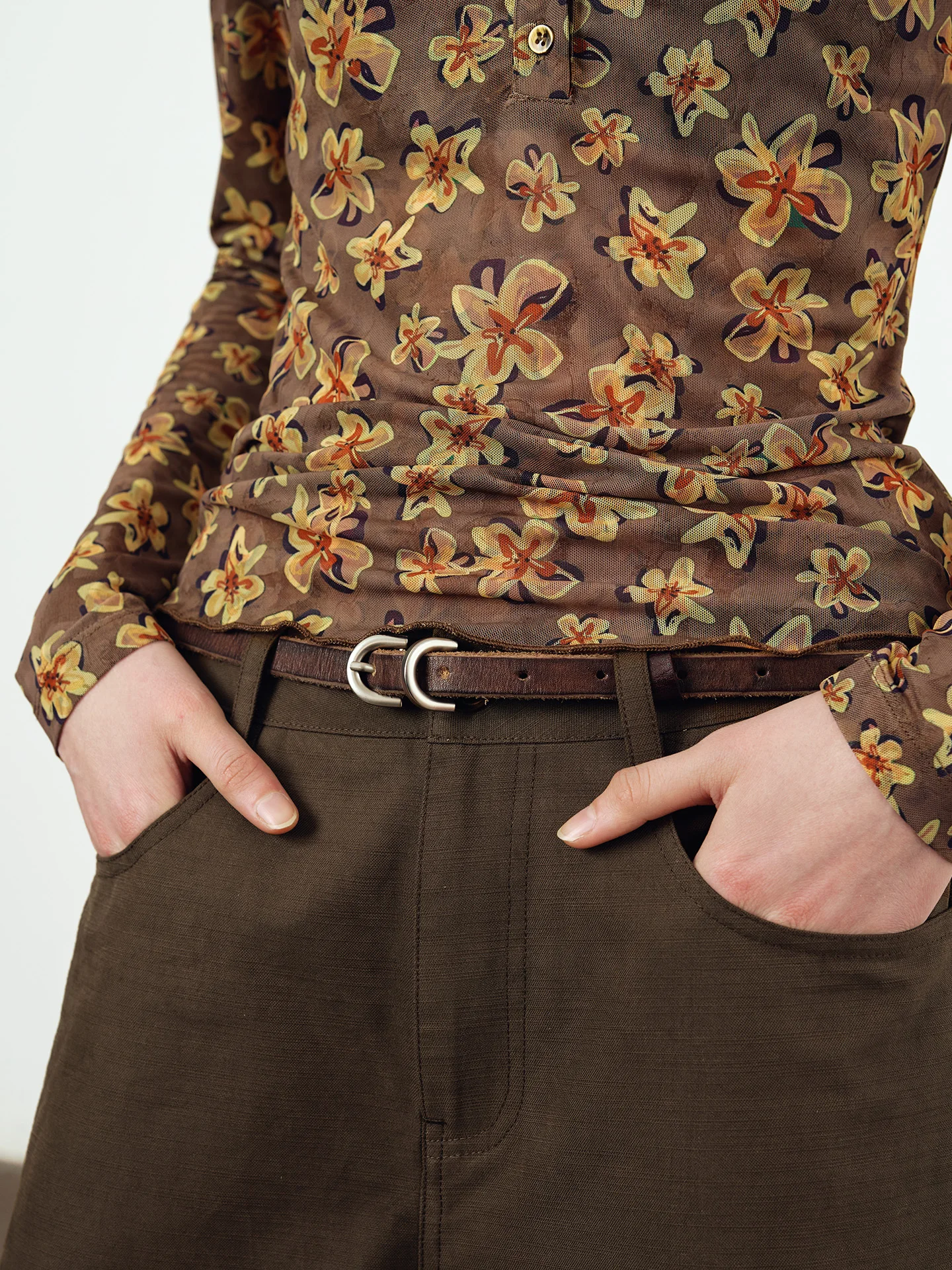 vintage-faded-top-layer-cowhide-belt-matte-brown-double-buckle-head-waist-belt-simple-match-handmade-sewing-leather-belt