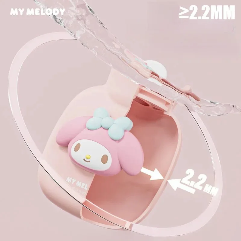 MINISO Hello Kitty Hot Water Bag Kawaii Kuromi Food Grade Silicone Hot Water Pouch Cartoon Sealed Leak-Proof Warm Hands Warmer