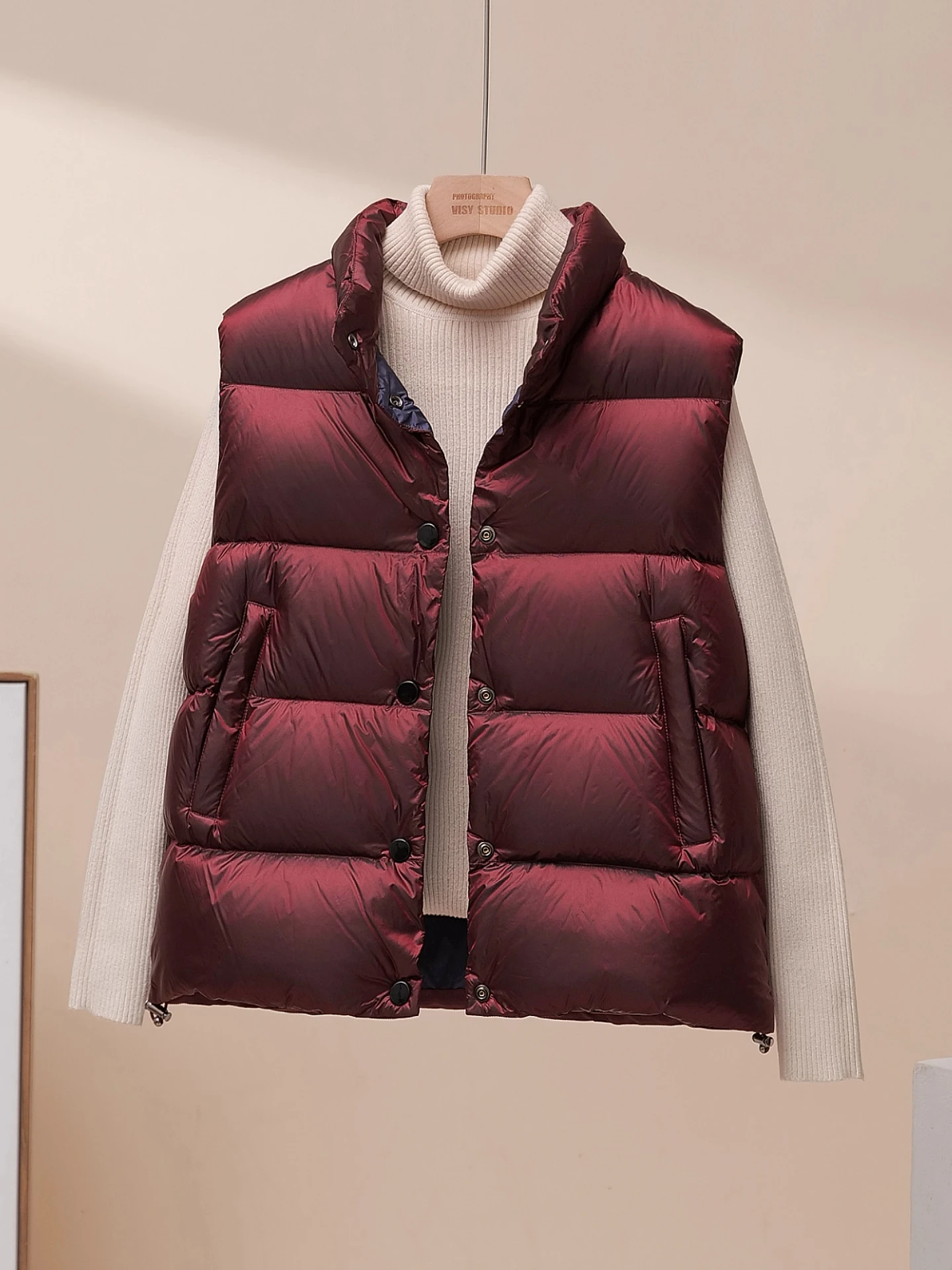 

2025 Autumn Winter Thickened down Vest Women's Short 90 White Duck down Collar Stand Warm Versatile Vest Commute Style Straig...