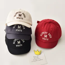 Letter Baby Baseball Cap Korean Embroidered Toddler Kids Hat For Boy Girl Cotton Short Brim Peaked Cap