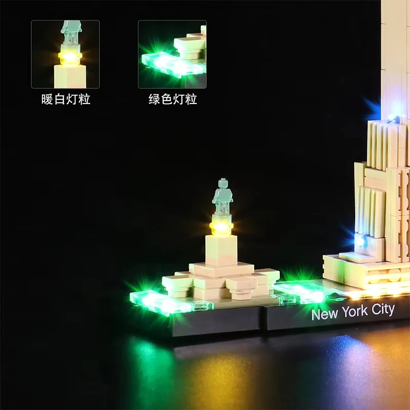 Zestaw oświetlenia LED DIY do LEGO 21028. Architektura Skyline Nowego Jorku (tylko światło LED, bez modelu klocków)