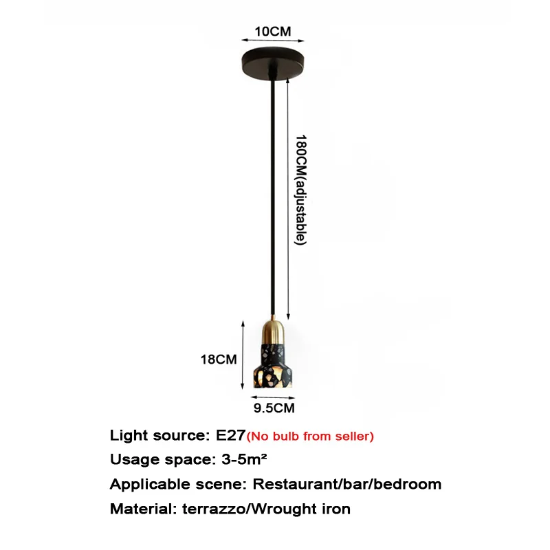 

Modern Terrazzo Hanging Light Hotel Cafe Bar Hallway Kitchen Shop Suspension Ceiling Chandelier