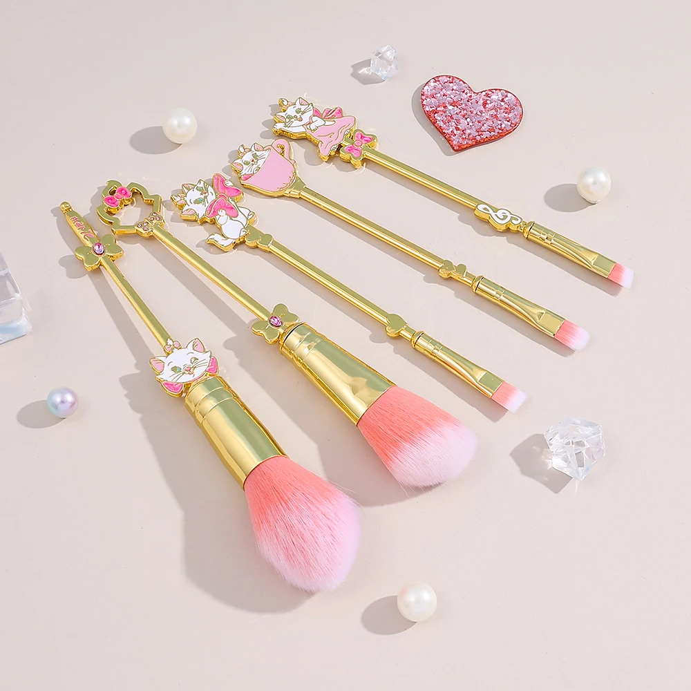 5 個ディズニーマリー猫メイクブラシツールセットメイクアップブラシツールキットアイシャドウアイライナー化粧品ブラシマキアージェム