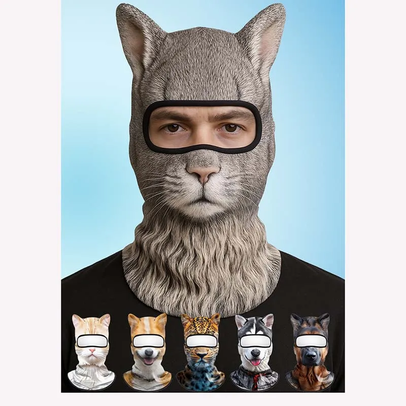 

Motorcycle Breathable Ice Silk Hood Exposed Eyes Riding Windproof Mask Tiger Mimi Printed Summer Outdoor Sports Sunscreen Hood