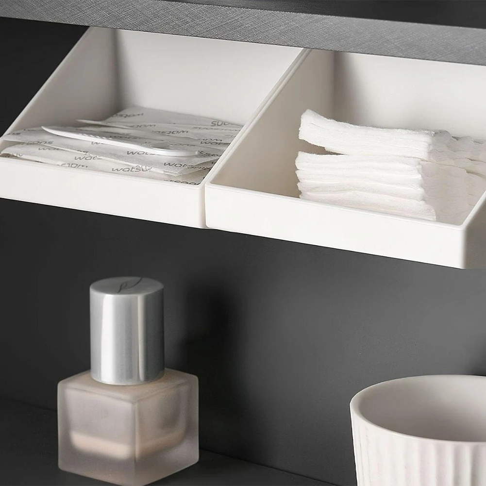 

2025 Trend 5Piece Mirror Cabinet Storage Box Partition Lower Classification Bevel Storage Box White