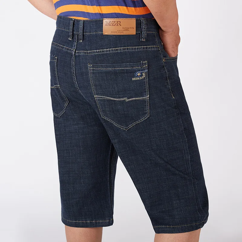 

Джинсовые шорты мужские свободные с высокой талией размера плюс 46, 48 50, 52, эластичные капри, летние прямые мужские джинсы для папы, длинные полубрюки