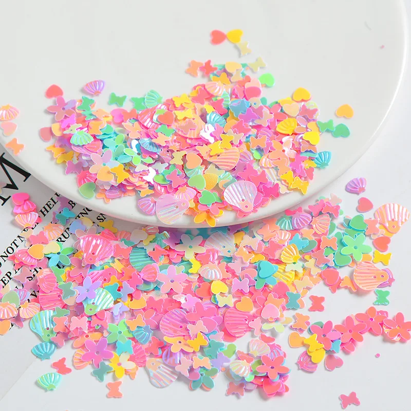 10g Diy Macaron Sequins el yapımı aksesuarları tutkal damlayan keten dolum parlak pullar polimer kil karışık tırnak dekorasyon kağıdı