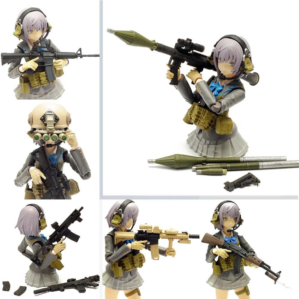 1/12 MINI Military Weapons UMP45 UZI SCAR-H PSRL-1 M200 AK12 MICH QBZ-192 M4A1 Model For 6Inch FIGMA Action Figure Body Props