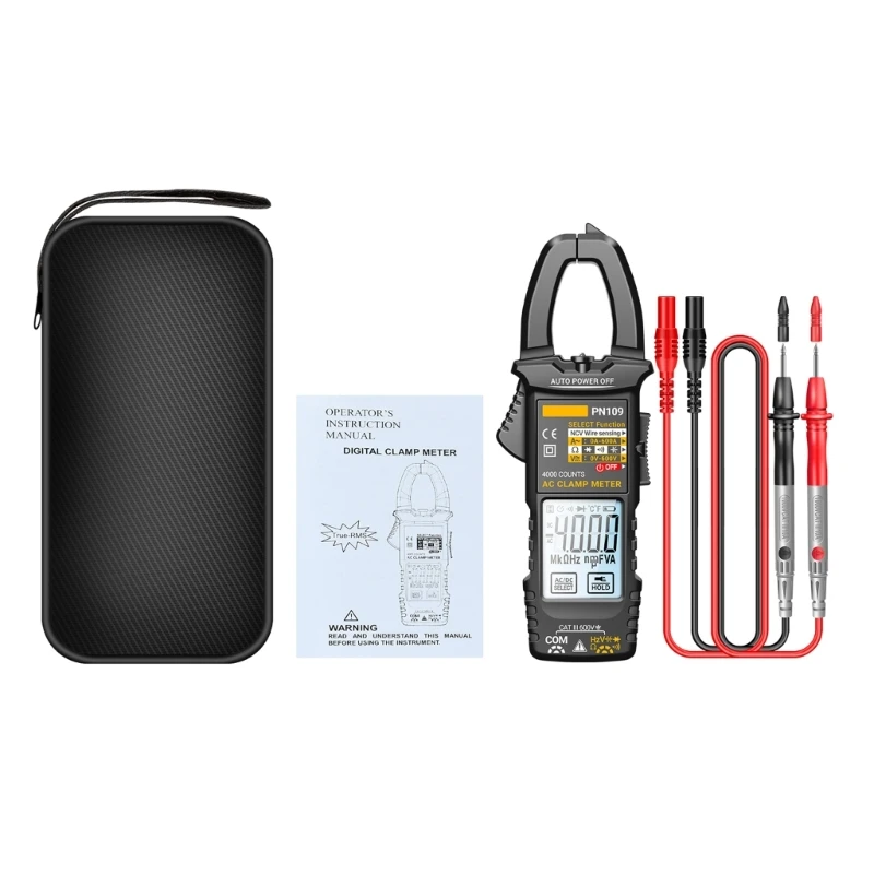 PN109 Digital Clamp Meter มัลติมิเตอร์เครื่องทดสอบแรงดันไฟฟ้า 4000 นับ Ohmmeter โวลต์มิเตอร์พร้อม Backlit Buzzer Drop ship
