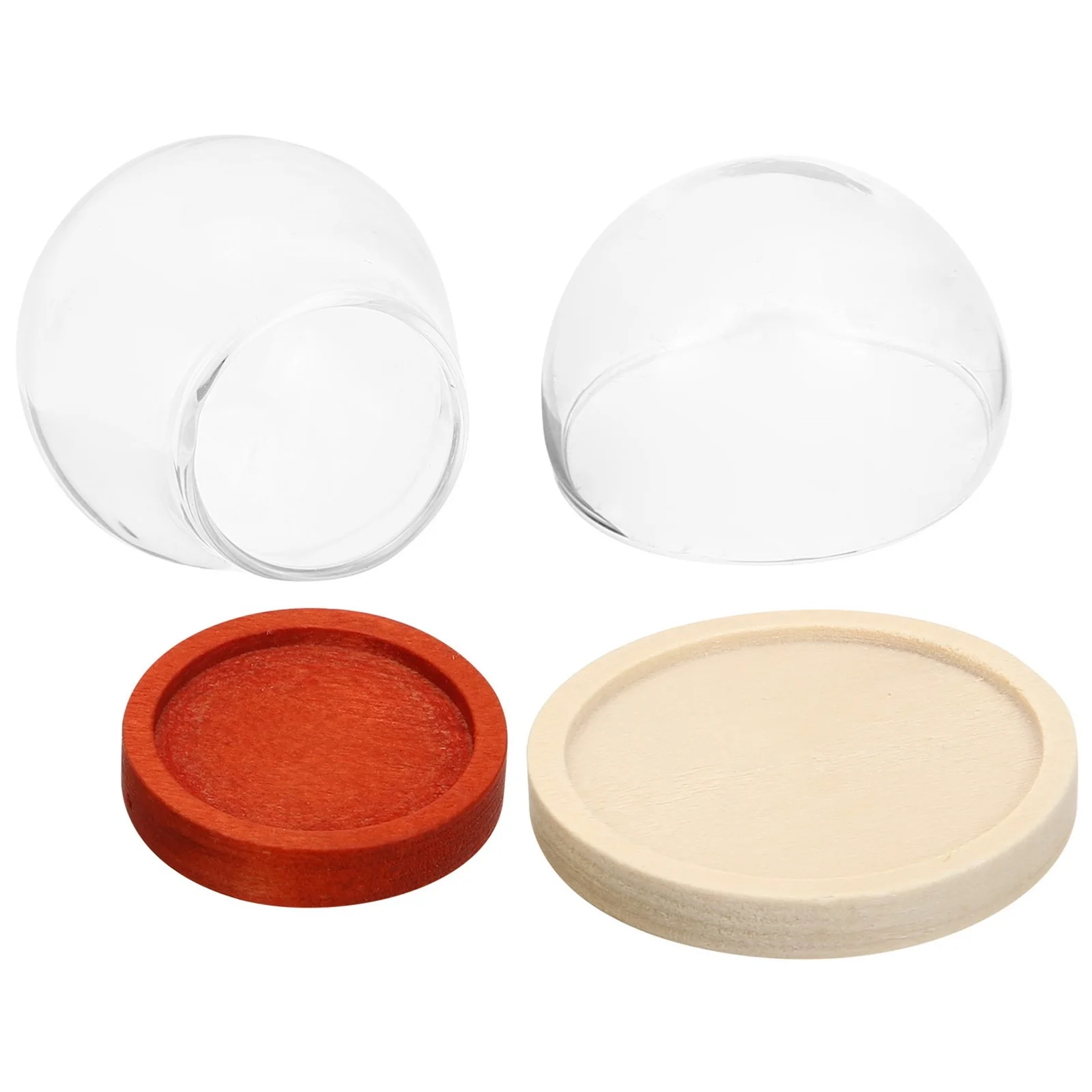 

2Pcs Glass Dome Wood Base Small Display Case Clear Display Domes for Rose Eternal Flower Immortal Flower Table Decoration