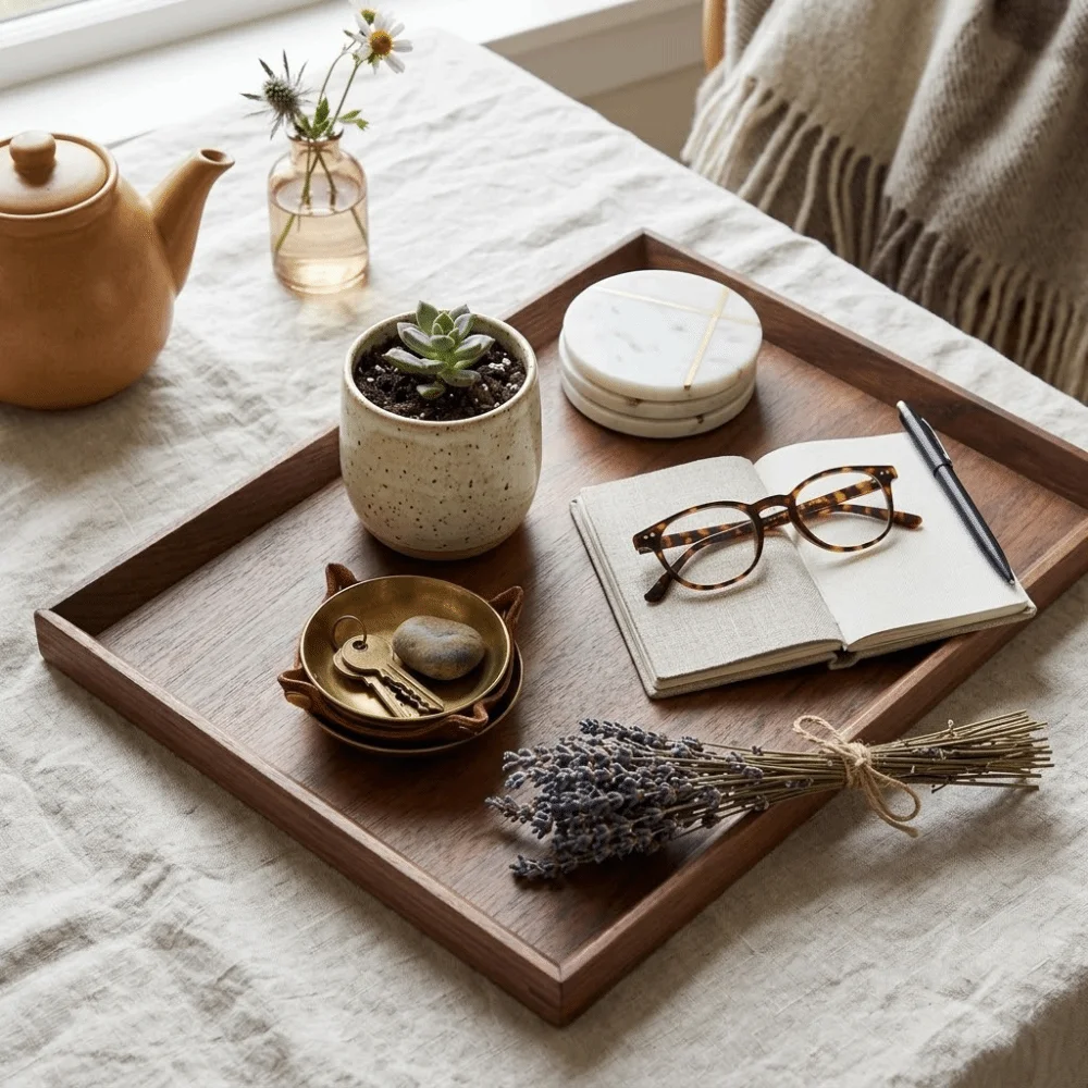 Sturdy Build Solid Wood Wooden Tray Matte Hard Texture Tea Tray Rectangle Anti Scratch Fruit Tray Home Daily Use