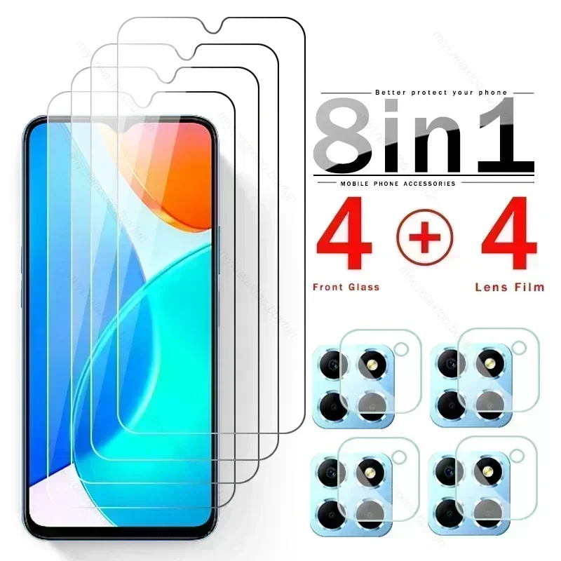 

For Honor X6 4G Glass 8 In 1 9H Tempered Glass On Honar Honer X6S X6 X 6S 6 S 4G Camera Lens Screen Protector Cover Film HonorX6