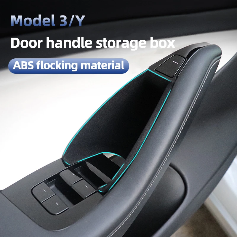 

For Tesla Model 3 Model Y Car Front Rear Inner Door Armrest Storage Box Decor Cover Kit Trim Organizer Container Accessories