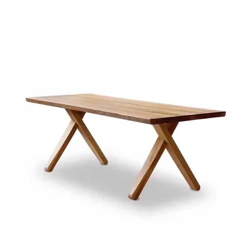 Log retro, old solid wood dining table and chair combination, dining room, living room, rectangular dining table