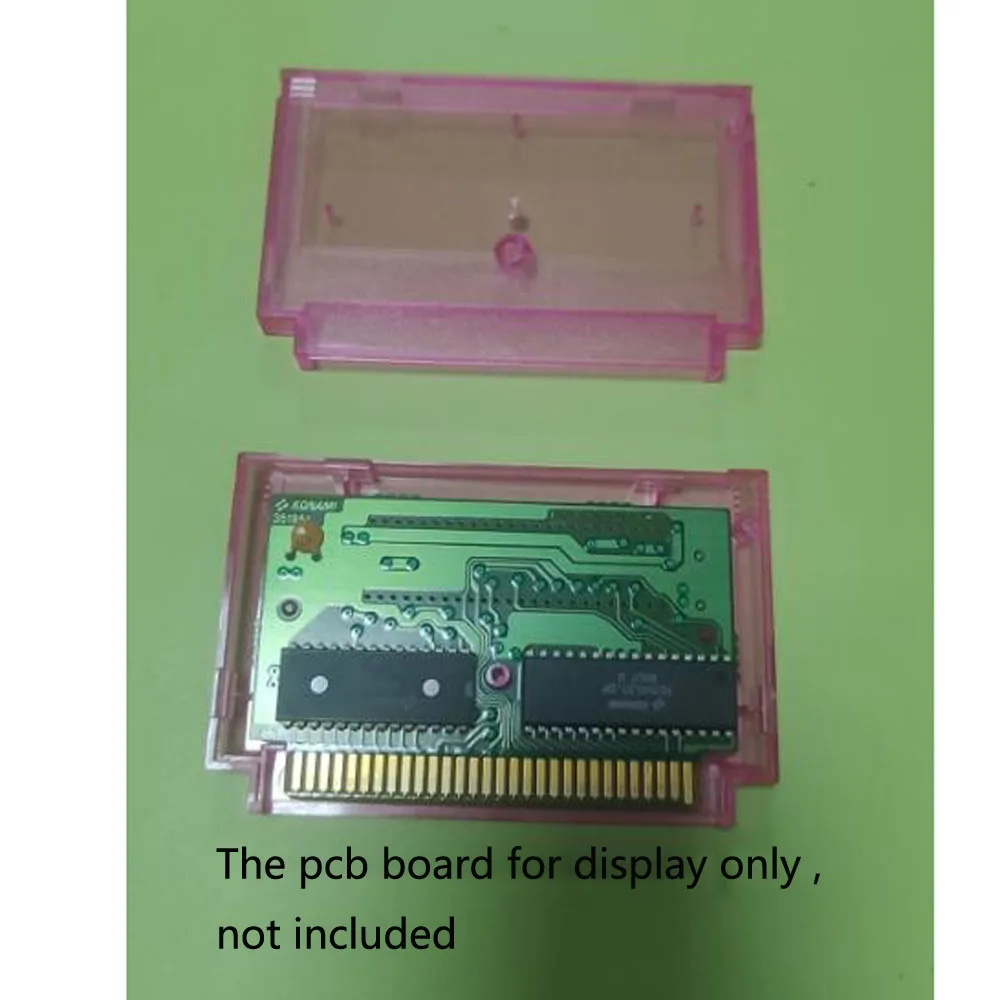 Cartucho de juego piezas versión japonesa, carcasa de plástico de repuesto para tarjeta de juego de 8 bits konami para FC, color rojo transparente, 10 Uds.