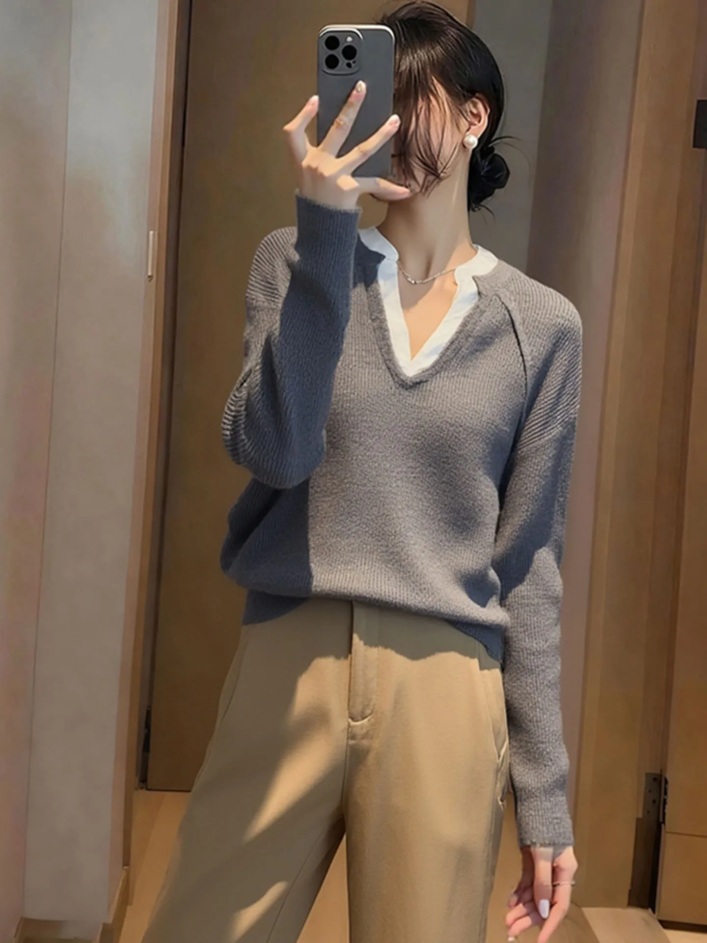 

Мягкий удобный вязаный свитер Long Sve, зимний дизайн, модный корейский цветной топ Blo Camere, шерстяной топ на голову для женщин...