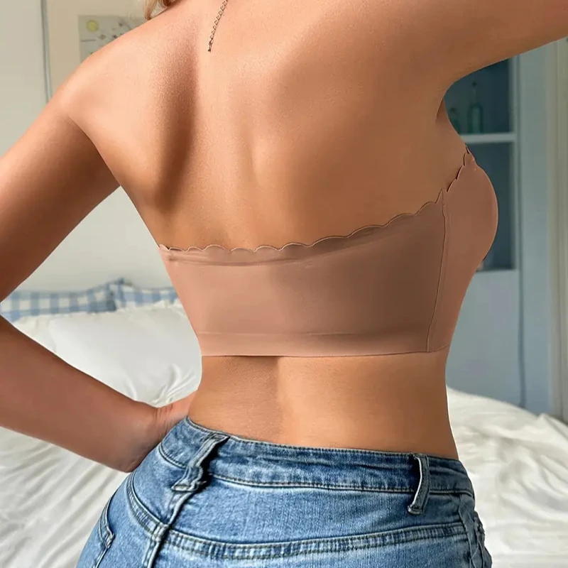 Women's Front Buckle Bra Sexy Strapless Underwear Seamless Invisible Waves Grain Bras Wireless Comfort One-piece Smooth Bralette image 2