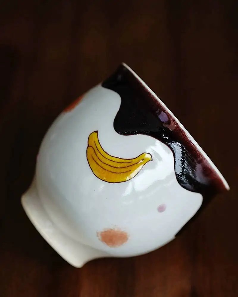 In Stock Japanese Imported Kōkōzan Kiln Pure Hand-Painted Water Tea Birthday Gift Banana Cartoon Handmade Cup