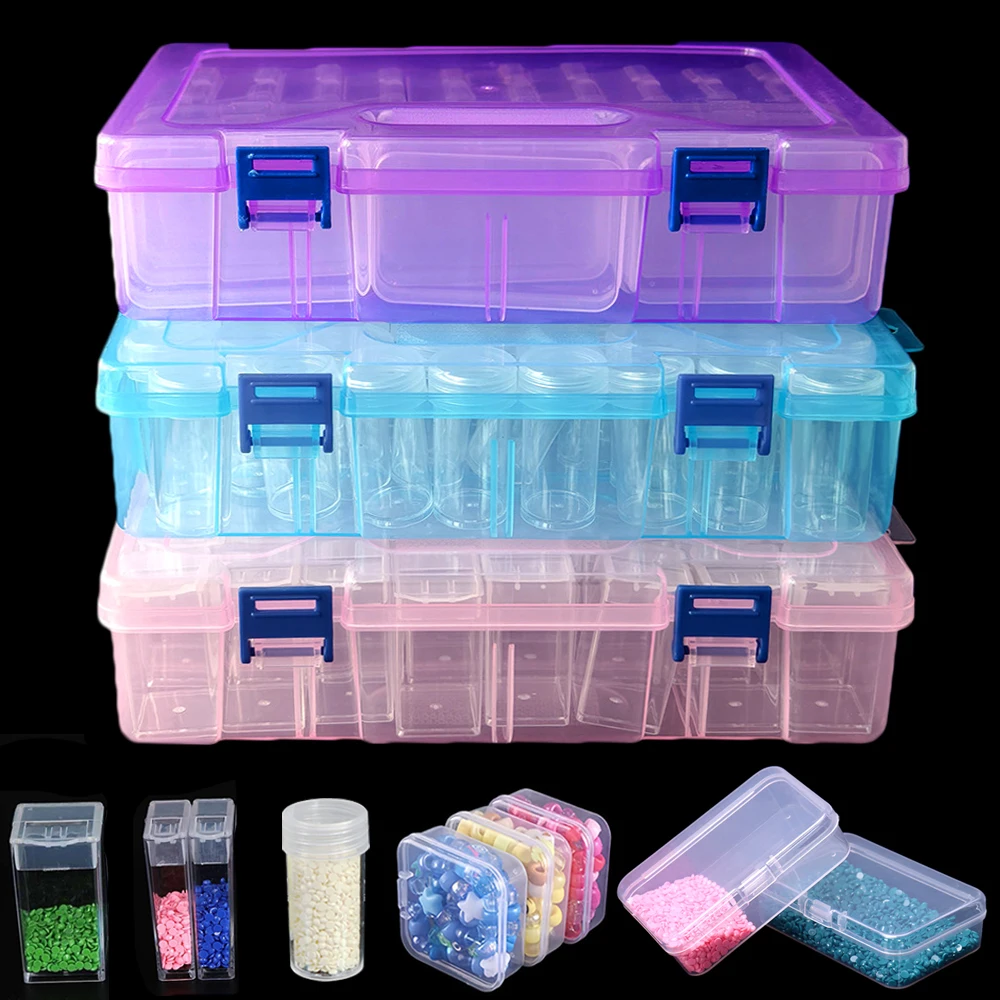 

Diamond Painting Storage Box Art Bead Funnel Mosaic Accessories Organizer Plastic Container for Stickers And Diamond Tools