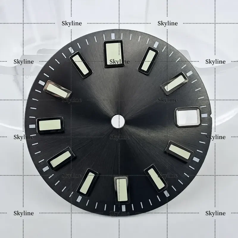28.5mm Diameter High Quality 62MAS Sun Pattern Gray Dial Suitable For NH35 Movement C3 Green Luminous Featuring With S Logo