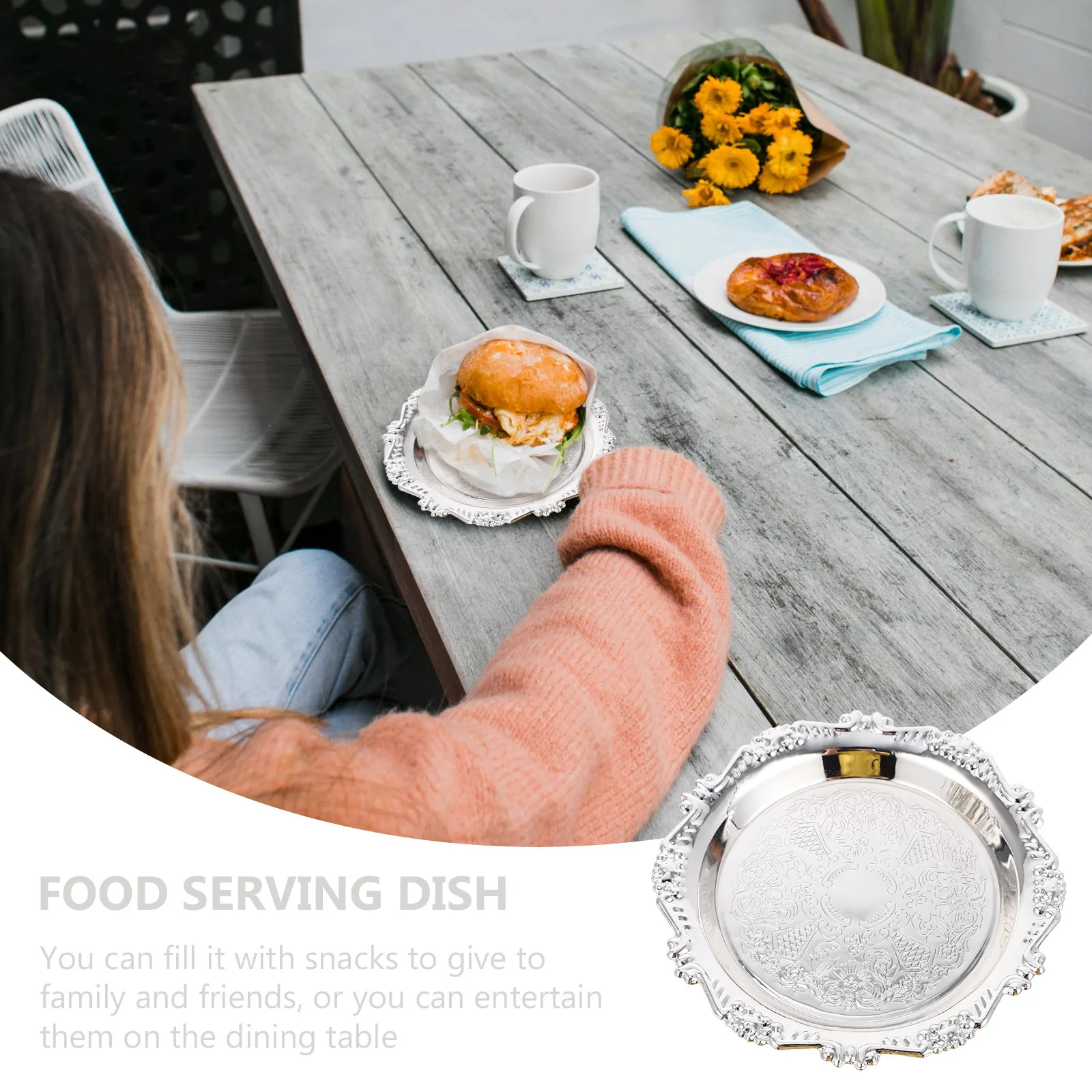 

1 Set Silver Snack Tray Creative Fruit Plate Storage Dish For Home Tableware Tea Table Server Household Food Serving Dried Fruit